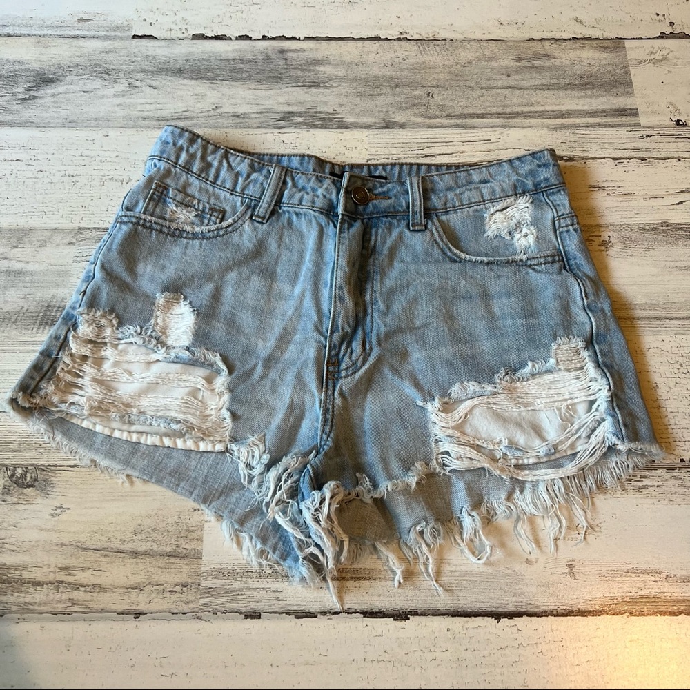 Forever 21 Light Wash High Waist Jean Shorts